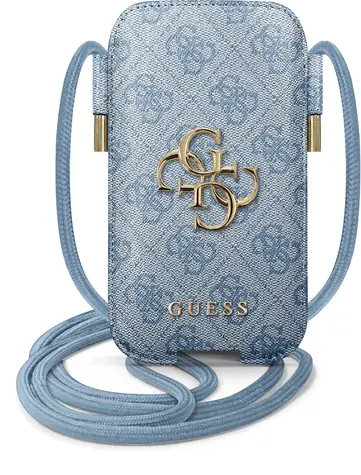 GUESS PU 4G Metal Logo Pouch L modrá