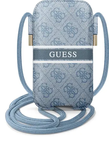 GUESS PU 4G Printed Stripe Pouch L modrá