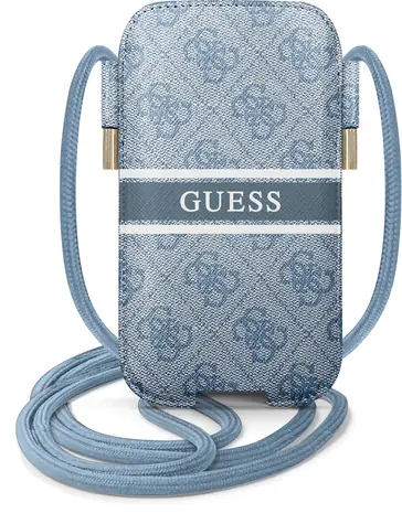 GUESS PU 4G Printed Stripe Pouch S & M modrá