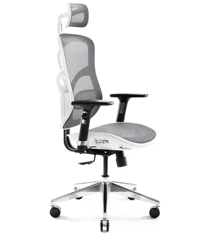 Diablo V-Basic bílo-šedá / ergonomická židle / nastavitelná / síťovaná / pojezdová kolečka / nosnost 150 kg