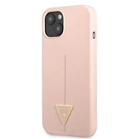 GUESS Silicone Line Triangle Zadní Kryt pro Apple iPhone 13 růžová