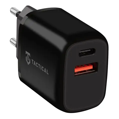 Tactical Base Plug Dual 20W černá / nabíječka do sítě / USB-A & USB-C / 3A 