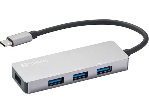 Sandberg Saver USB-C HUB stříbrná / 1x USB 3.0 a 3x USB 2.0