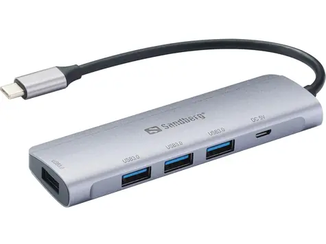Sandberg Saver USB-C HUB stříbrná / 4x USB 3.0 
