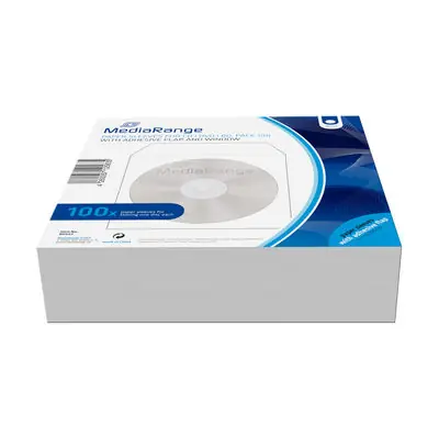 MediaRange Papírový obal na CD&DVD s průhledným oknem bílá (100ks)