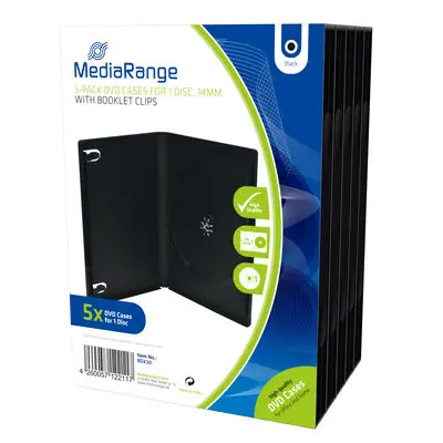 MediaRange DVD obal pro 1 disk černá (5ks) / 14 mm