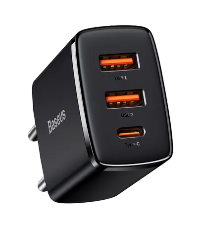 Baseus CCXJ-E01 Compact Quick Nabíječka USB-C 30W černá / 2x USB / 1x USB-C