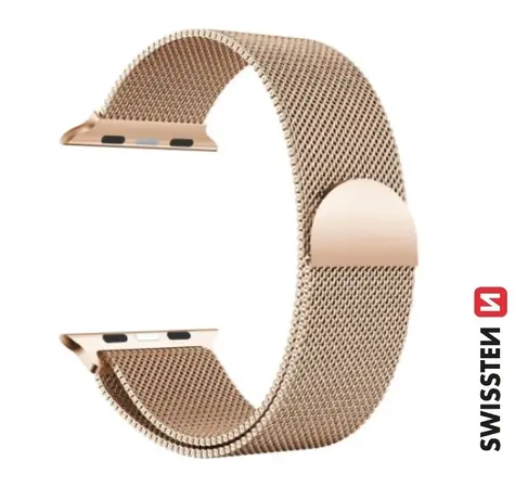 SWISSTEN Milánský tah řemínek pro Apple Watch 42/44/45/49mm zlatá