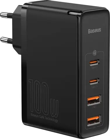 Baseus nabíječka GaN2 černá / 100W / 2x USB-A a 2x USB-C / 3A