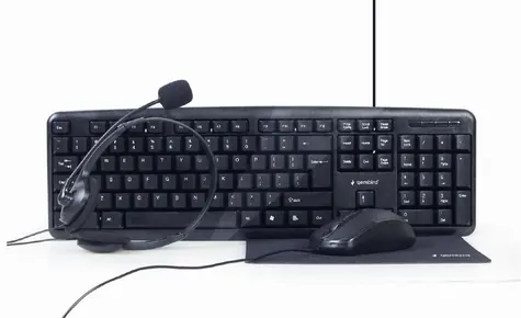 Gembird KBS-UO4-01 černá / klávesnice + myš + podložka + sluchátka / US layout / USB-A / 1000 DPI