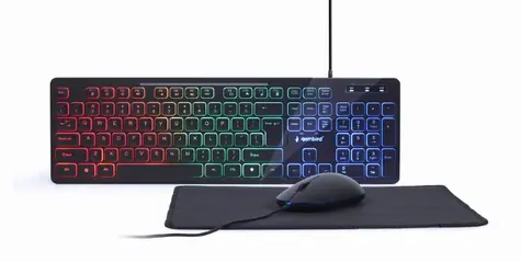 Gembird KBS-UML-01 černá / drátová klávesnice + myš + podložka  / US layout / USB-A / 1000 DPI