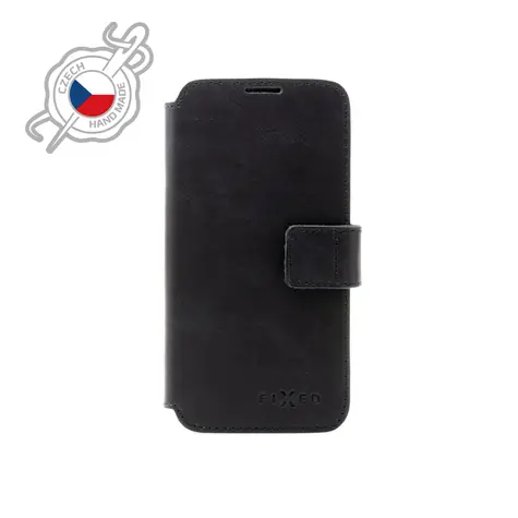 FIXED ProFit Kožené pouzdro typu kniha pro Apple iPhone 13 Pro černá