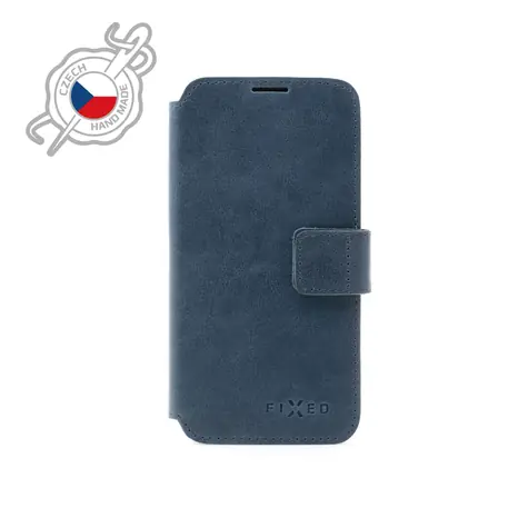FIXED ProFit Kožené pouzdro typu kniha pro Apple iPhone 13 Pro modrá
