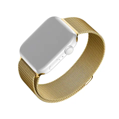 FIXED Mesh Strap Síťovaný nerezový řemínek pro Apple Watch 42 & 44 & 45mm zlatá