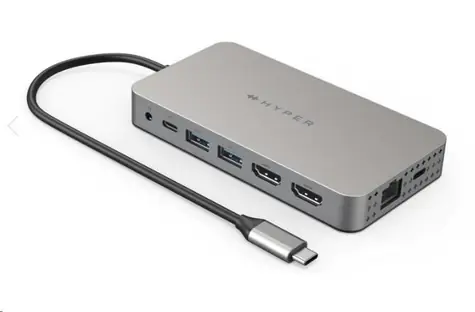 Hyper USB-C Univerzální dokovací stanice pro MacBook M1 / 2 x USB-C / 2 x HDMI / 2 x USB 3.0 / RJ45 / MicroSD / SD / pod