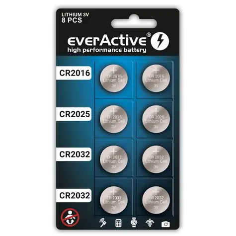 EverActive Lithium knoflíkové baterie 4 x CR2032 | 2 x CR2025 | 2 x CR2016