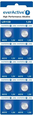 EverActive Alkalické knoflikové baterie G10 LR1130 LR54 10ks