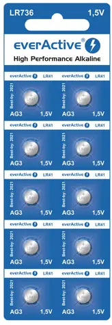 EverActive Alkalické knoflikové baterie G3 LR736 LR41 10ks