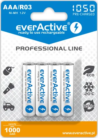 EverActive Professional Line nabíjecí baterie AAA (R03) 1050 mAh 4ks / Ni-MH