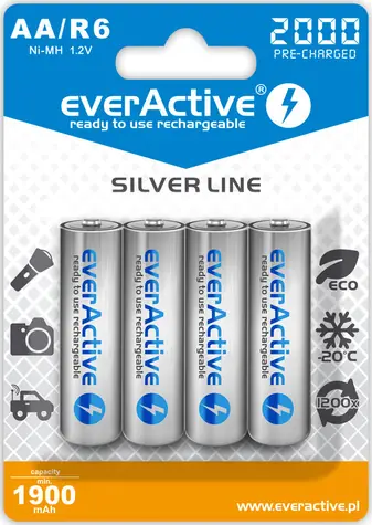 EverActive Silver Line nabíjecí baterie AA (R6) 2000 mAh 4ks / Ni-MH