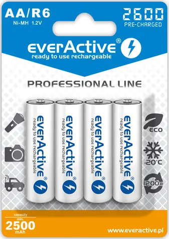 EverActive Professional Line nabíjecí baterie AA (R6) 2600 mAh 4ks / Ni-MH