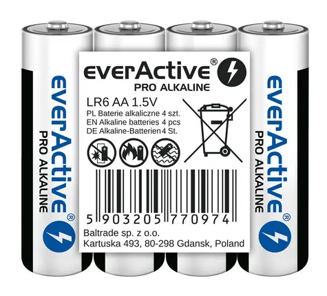 EverActive Pro Alkalické baterie AA (LR6) - fólie 4ks 