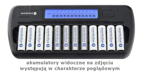 EverActive NC-1200 / Nabíječka baterií / až 12 baterii AAA nebo AA / LCD