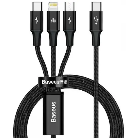 Baseus CAMLT-SC01 Rapid series 3v1 černá / USB-C / MicroUSB / Lightning / 1.5m 