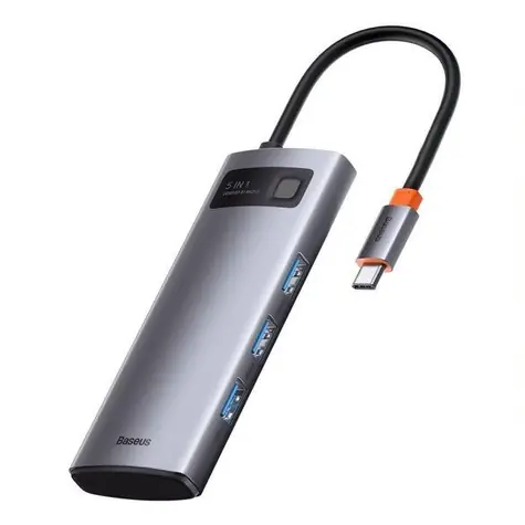 Baseus WKWG020013 Metal Gleam Series 5v1 / multifunkční HUB 5v1 / USB-C / HDMI / 3x USB-A