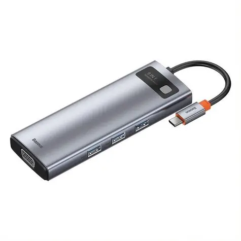 Baseus CAHUB-CU0G Metal Gleam Series 9v1 / USB-C / HDMI / 3x USB-A / VGA / RJ45 / SD / MicroSD 
