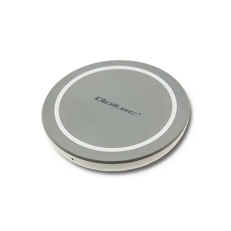 Qoltec 51840 RING bezdrátová nabíječka šedá / Qualcomm QuickCharge 3.0 / 10W