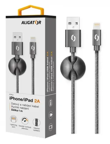 Aligator Premium Datový kabel 2A Lightning černá