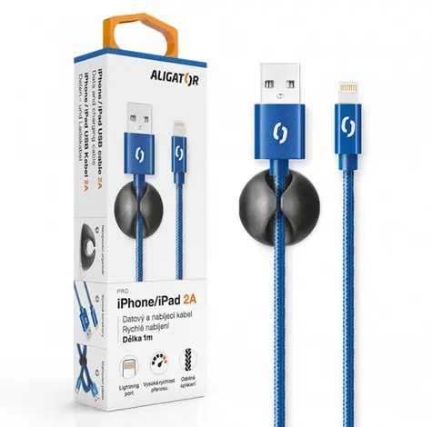 Aligator Premium Datový kabel 2A Lightning modrá