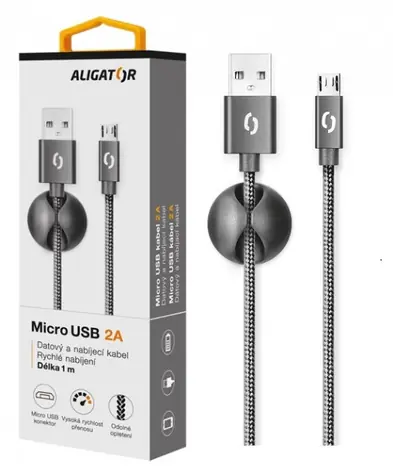 Aligator Premium Datový kabel 2A Micro USB černá