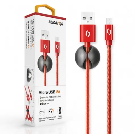 Aligator Premium Datový kabel 2A Micro USB červená