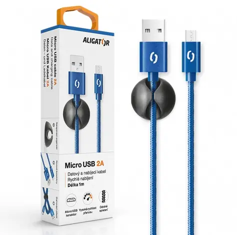 Aligator Premium Datový kabel 2A Micro USB modrá