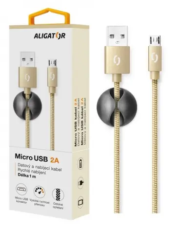 Aligator Premium Datový kabel 2A Micro USB zlatá