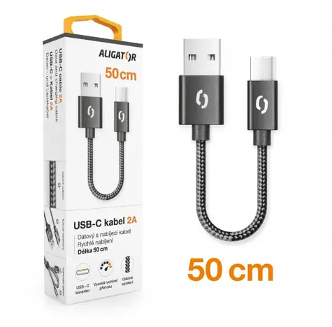 Aligator Premium Datový kabel 2A USB-C 50cm černá