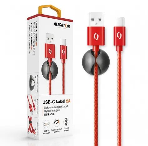 Aligator Premium Datový kabel 2A USB-C červená