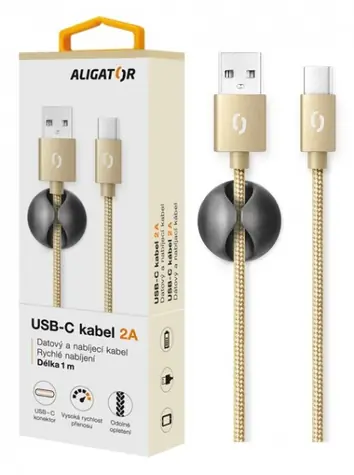 Aligator Premium Datový kabel 2A USB-C zlatá