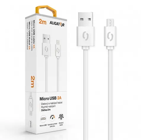 Aligator 2A Datový kabel  micro USB 2m bílá