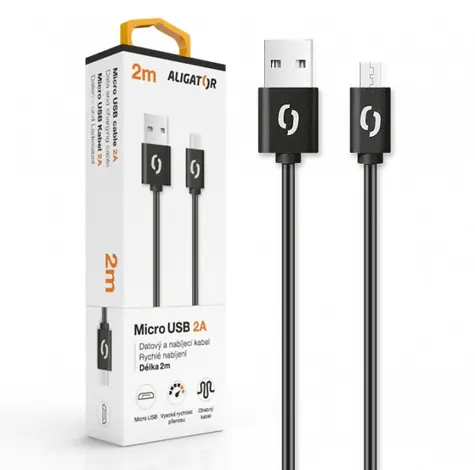 Aligator 2A Datový a nabíjecí kabel micro USB 2m černá