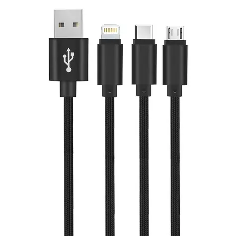 Setty GSM043225 3v1 USB 2.0 (M) - USB-C/MicroUSB/Lighting (M) černá / datový kabel  / 1m
