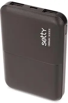 Setty GSM043159 černá / PowerBank 5000 mAh / 5V / 10A / 2x USB-A výstup / 1x USB-C vstup