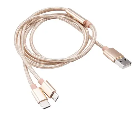 Akasa AK-CBUB42-12GL 2v1 zlatá / kabel USB-A / USB-C / microUSB / 1.2 m
