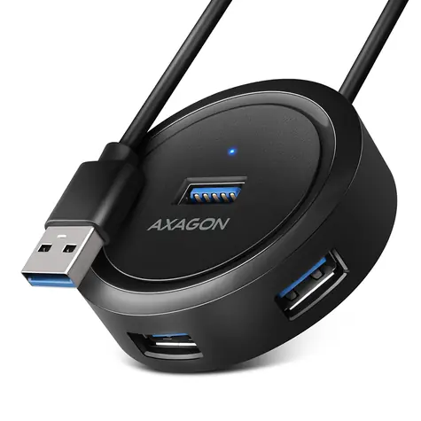 AXAGON HUE-P1A, 4x USB 3.2 Gen 1 ROUND hub, micro USB nap. konektor, kabel USB-A 30cm