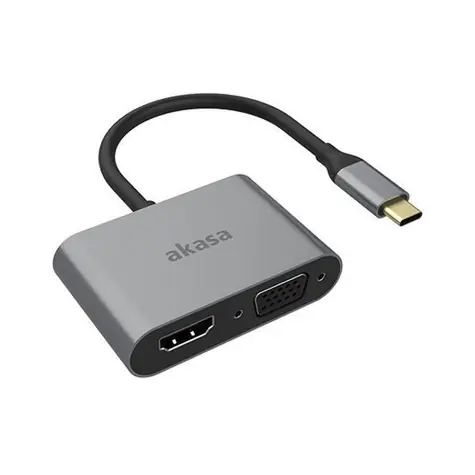 Akasa AK-CBCA23-18BK adaptér šedá / USB-C dokovací adaptér / VGA / HDMI / 4K@60Hz