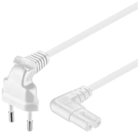 PremiumCord Kabel síťový 230V k magnetofonu se zahnutými konektory 3m bílá