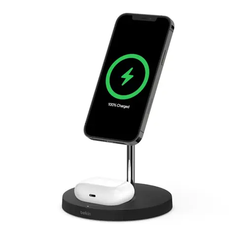 BELKIN WIZ010vfBK 2v1 nabíjecí stojan černá / pro iPhone / 15W / MagSafe