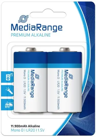 MediaRange Premium alkalické baterie Mono D / 1.5V/ 2ks